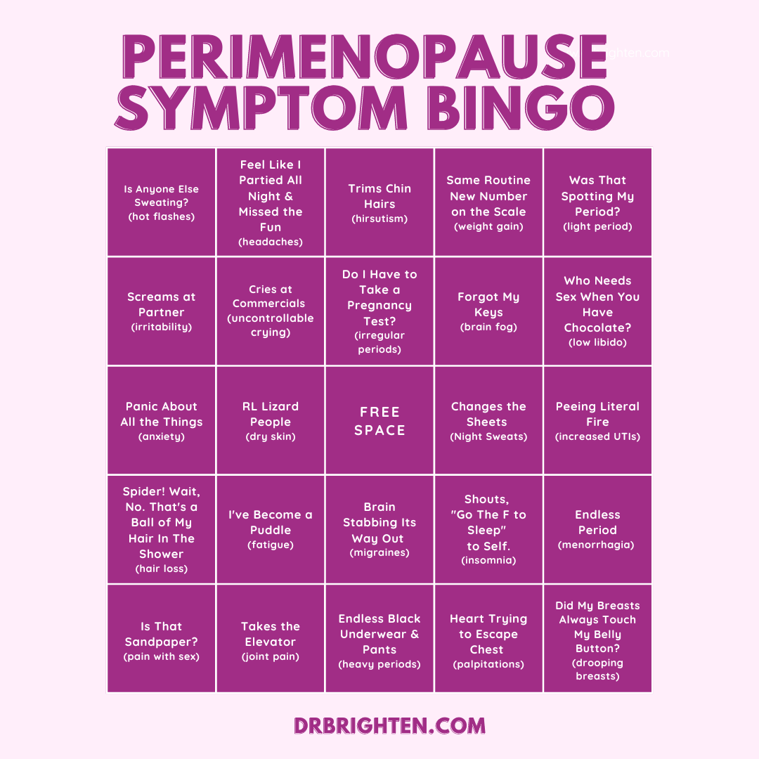 Perimenopause symptom bingo