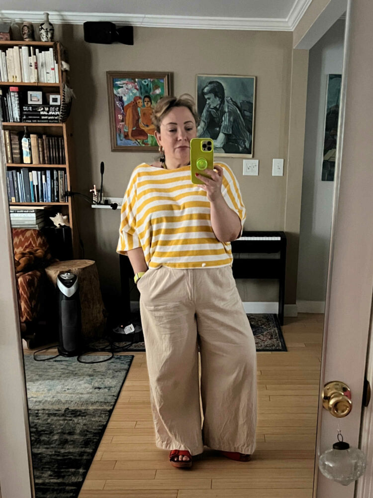 Striped top and wide leg pants