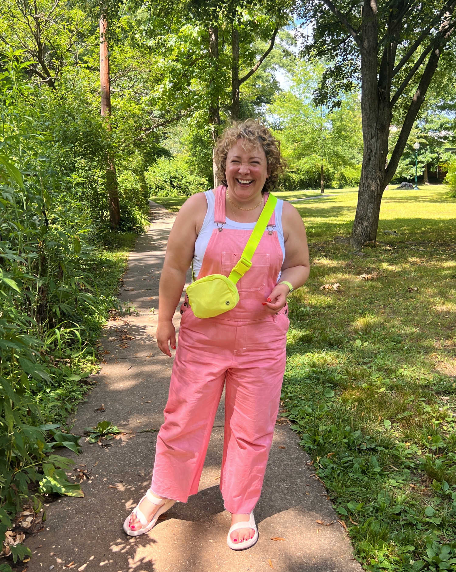 Pink overalls | What I Wore in June