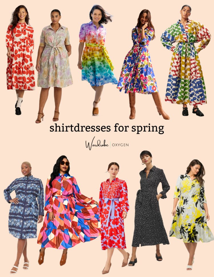 the best shirtdresses for grown women: a collage of 10 different size inclusive shirtdresses