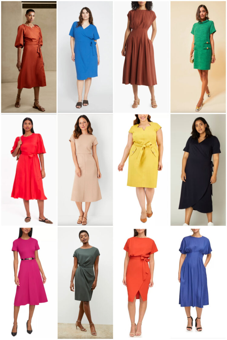 Solid-Colored Summer Work Dresses
