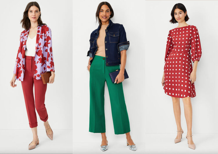 Three outfits from the apparel retailer Ann Taylor
