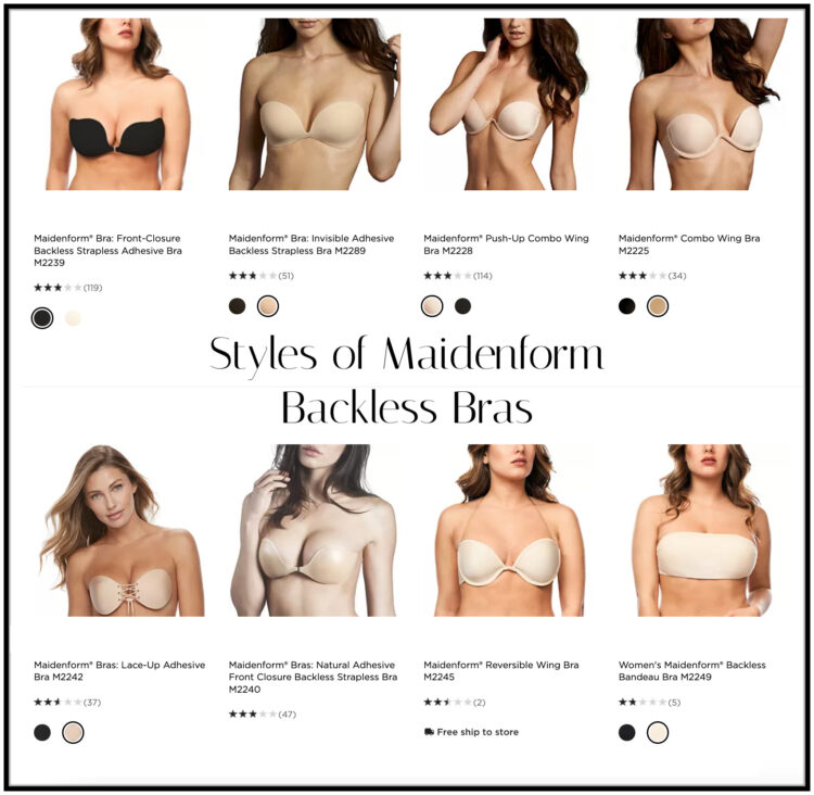 styles of maidenform backless bras currently available at Kohl's