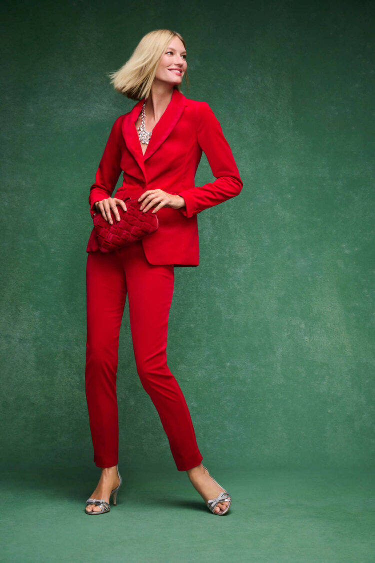 talbots red velvet pantsuit from the Talbots Holiday Collection