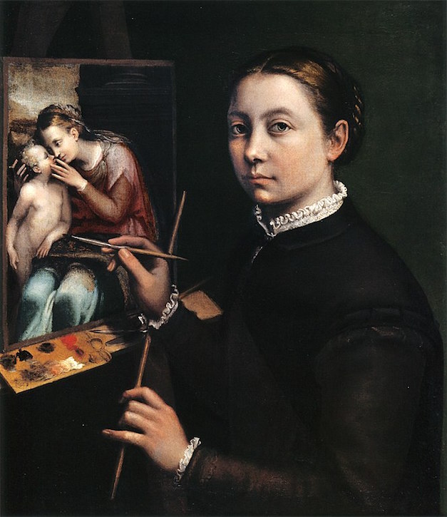 Self Portrait at the Easel 1556 oil on canvas by Sofonisba Anguissola c.1532–1625