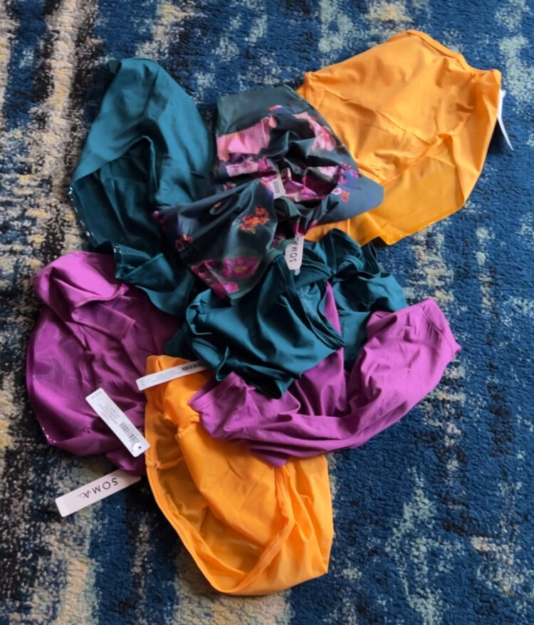 Pile of Soma panties that are on clearance sale.