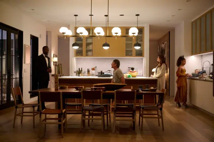 a view of the kitchen and dining room in the house that is the scene of the film Leave the World Behind
