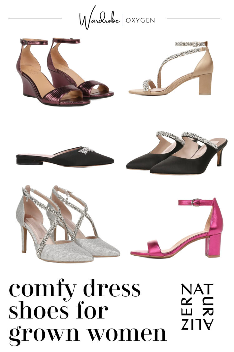 collage of comfy dress shoes for grown women by the footwear brand Naturalizer