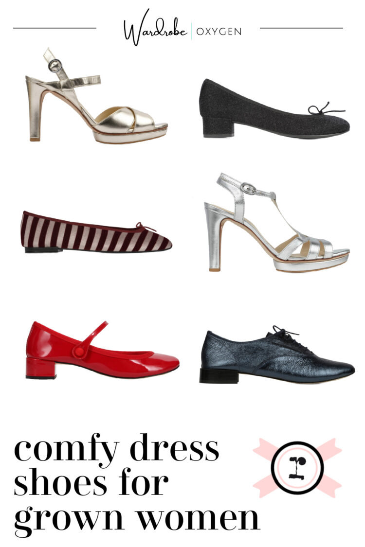 collage of comfy dress shoes from the footwear brand Repetto