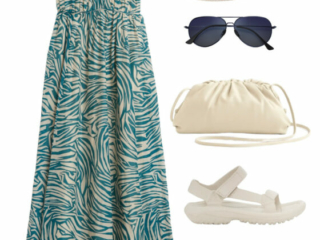 a17 Collage of clothing from the Curacao capsule wardrobe creating a range of different outfits for a Caribbean vacation for women over 40