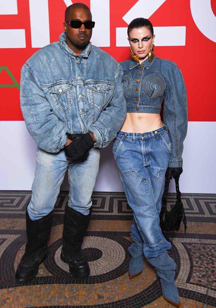 julia fox and kanye double denim