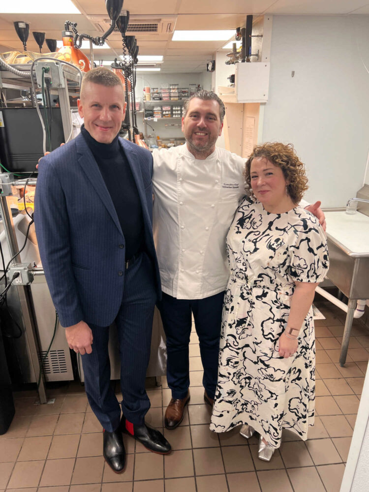 Chef Sébastien Giannini  of L'Avant-Garde DC with Karl and Alison Gary in February 2024