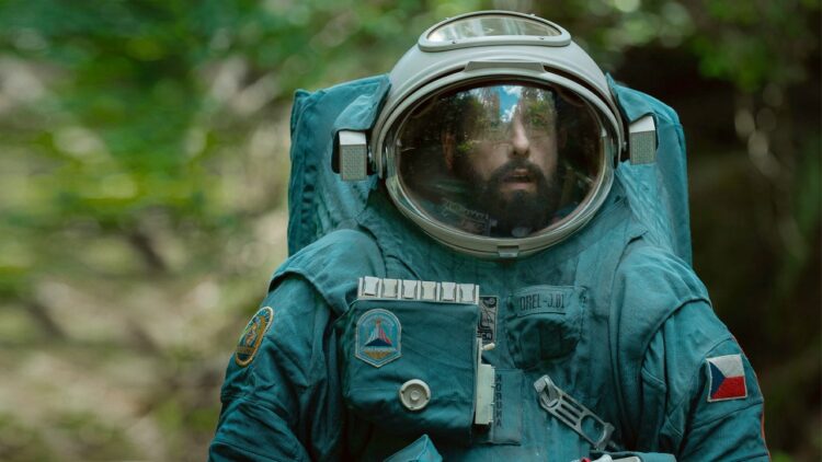 Adam Sandler in a cosmonaut suit in the 2024 film The Spaceman