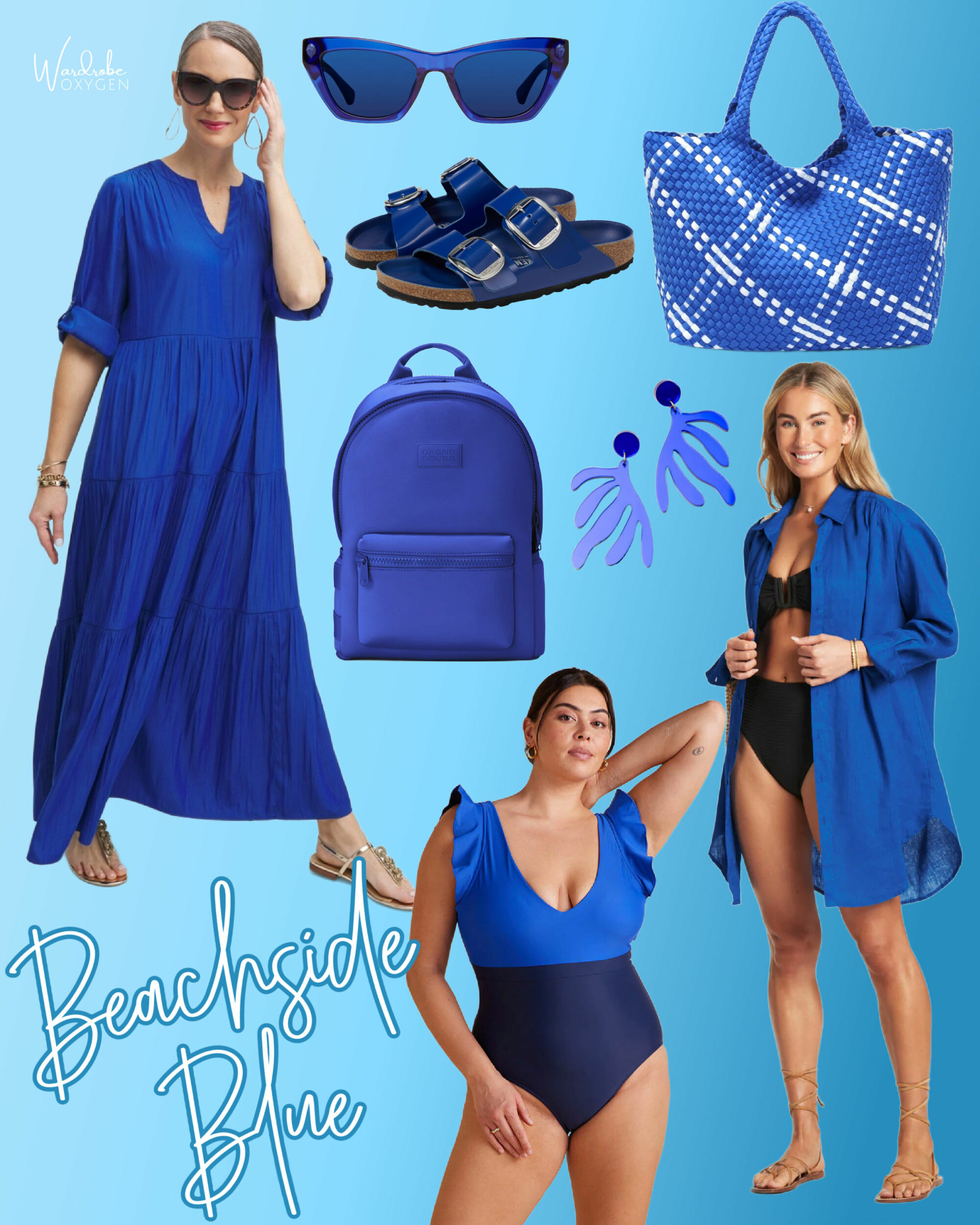 a collage of cobalt and royal blue pieces for the beach or pool