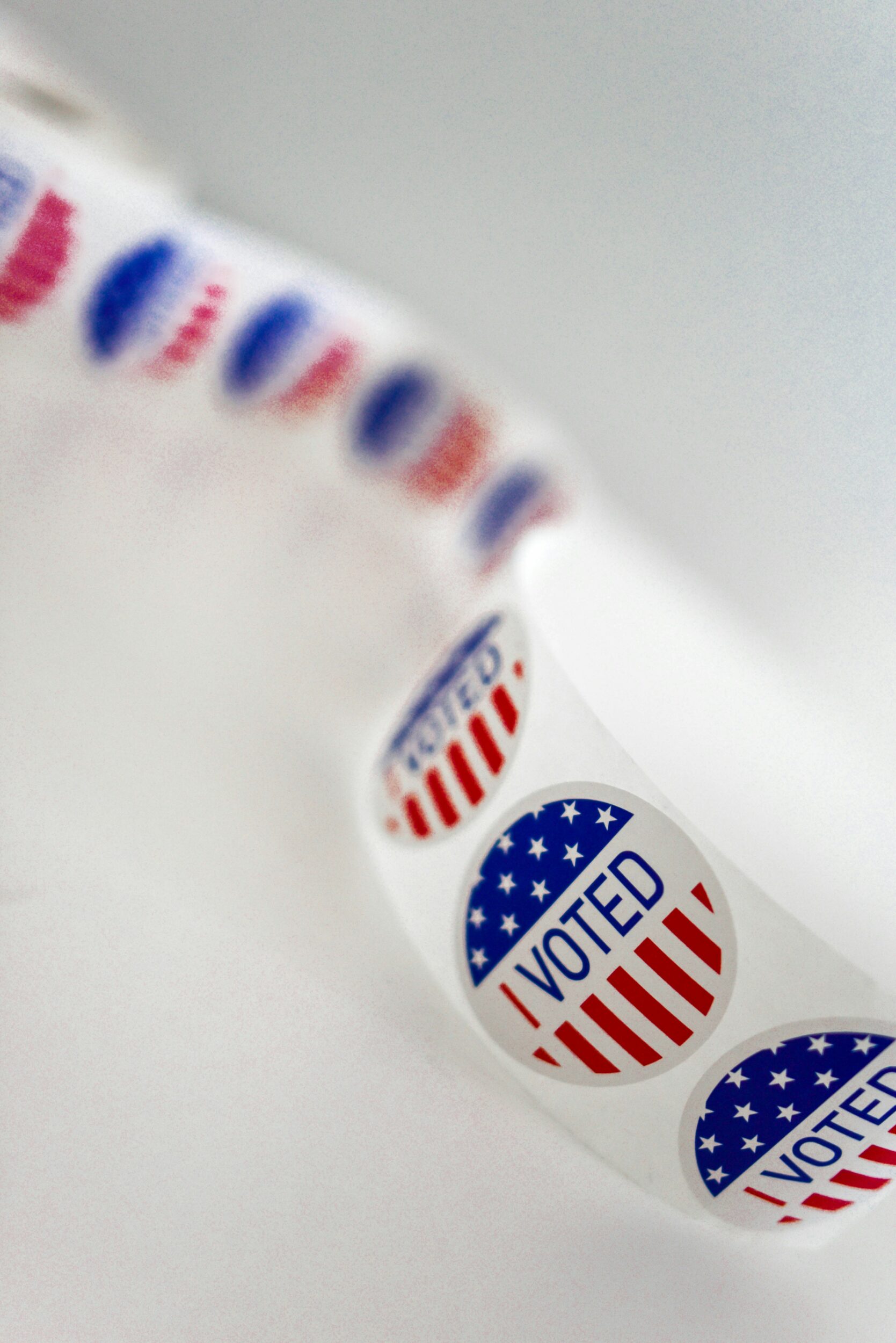 roll of I voted stickers that are given out when you vote at a polling place in the United States