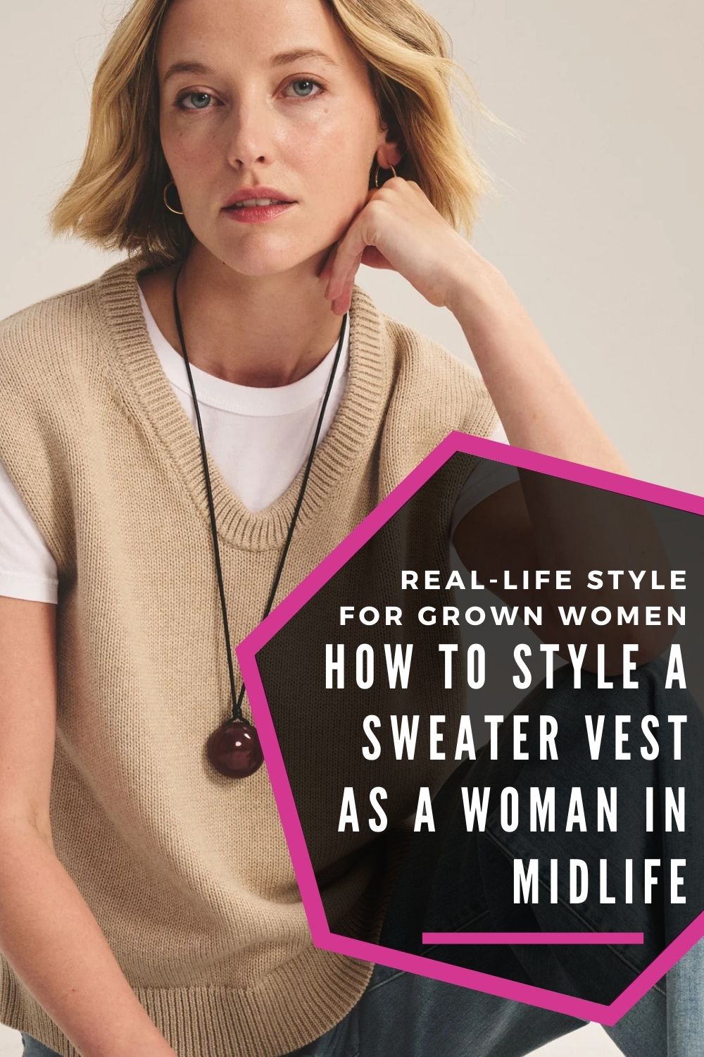 how to style a sweater vest as a grown-ass woman by wardrobe oxygen.