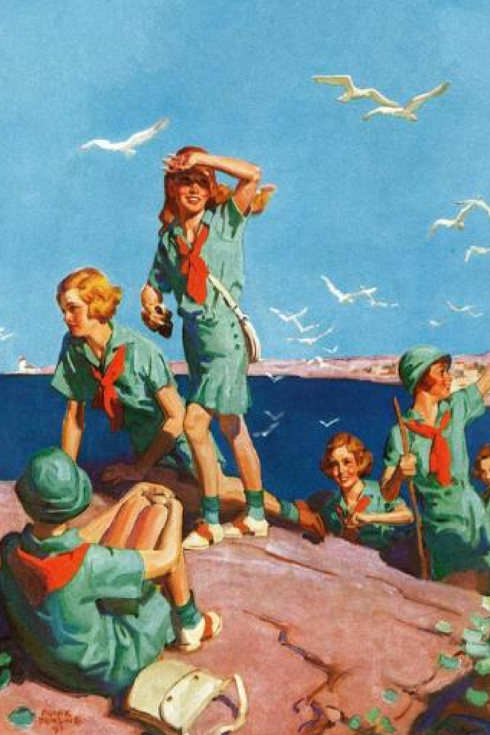 Frank Bensing, Girl Scouts at Sea Shore, 1932