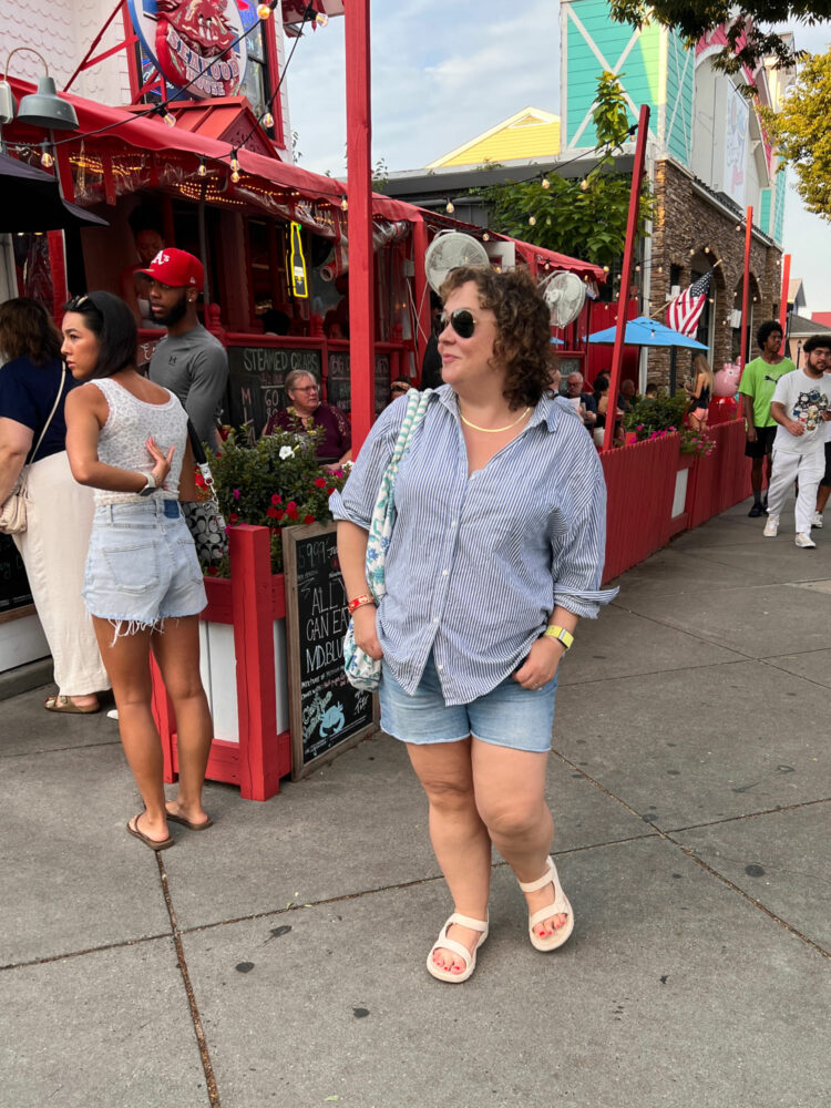 Alison Gary in Rehoboth Beach, Delaware wearing Teva Hurricane Drift sandals