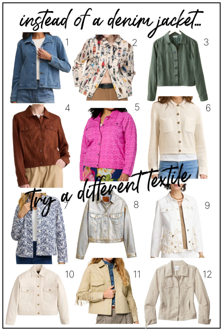 alternatives to denim jackets showing 12 denim style jackets in other textiles
