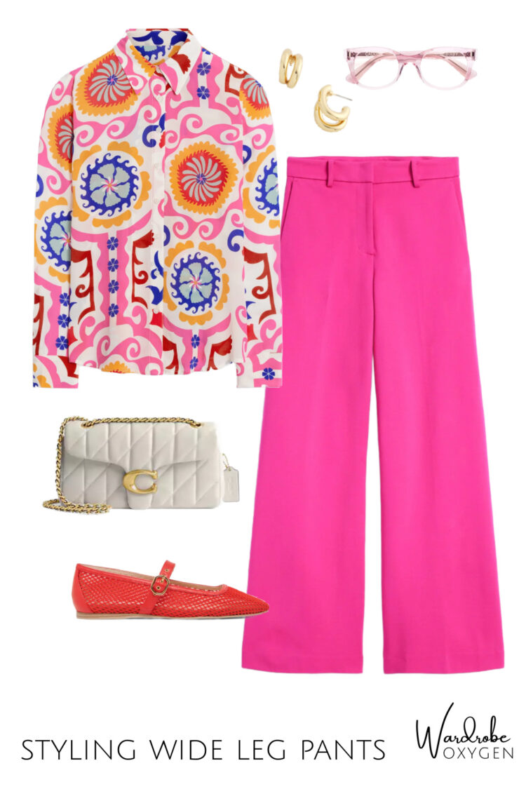 how to style wide leg pants with an untucked top