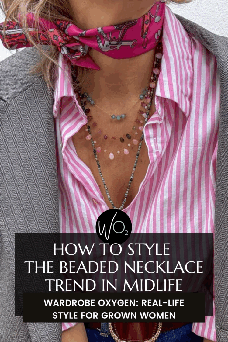 how to style the beaded necklace trend for women in midlife