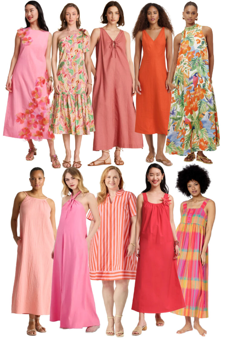ten pink linen and cotton dresses for women