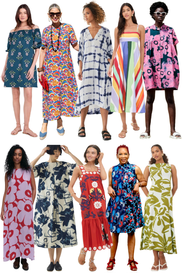ten printed summer dresses in cotton and linen