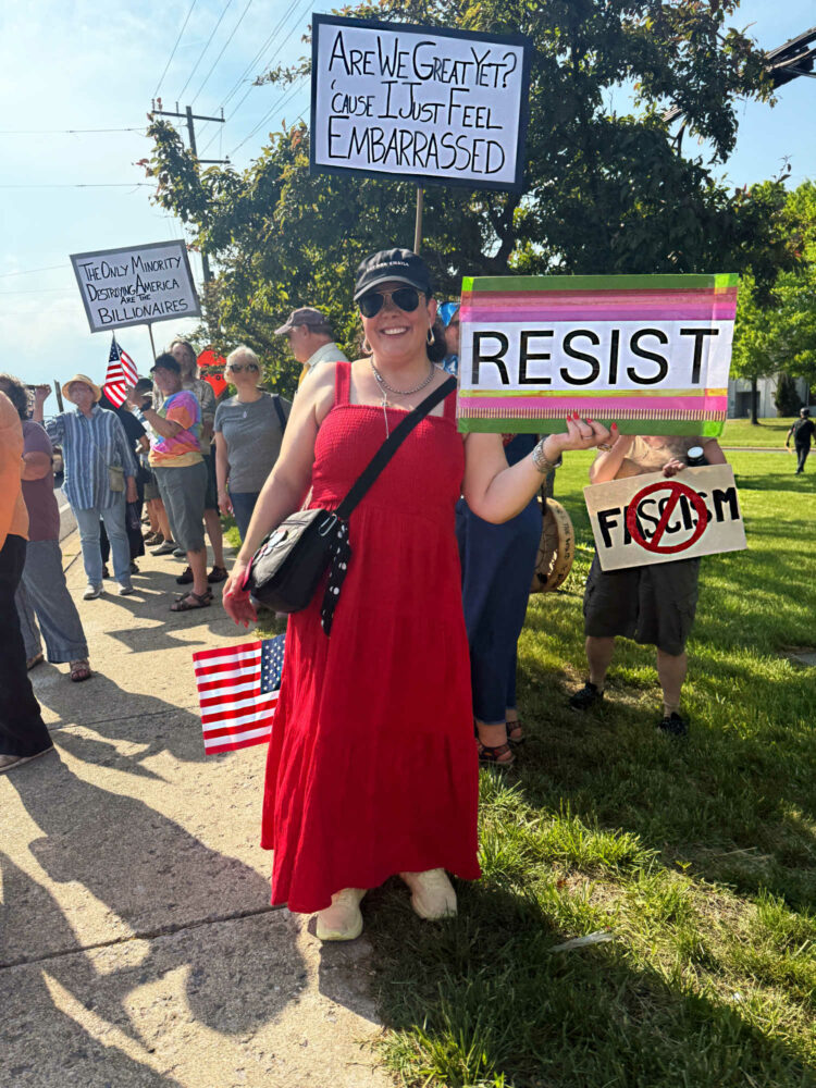 woman at the april 5 dc protest 2025