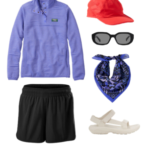 Collage of an outfit from a summer vacation capsule wardrobe