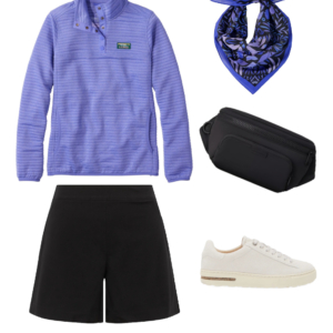 Collage of an outfit from a summer vacation capsule wardrobe