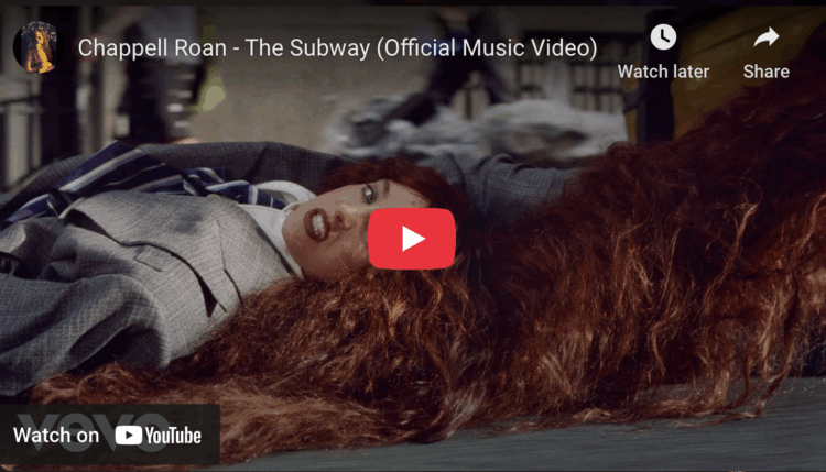 screenshot of chappel roan video "the subway" on youtube