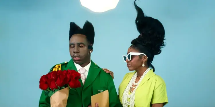Tyler, the creator and Ayo Edebiri in the music video darling, i