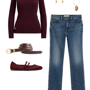 Look 21 from the teacher capsule wardrobe for fall featuring Madewell jeans
