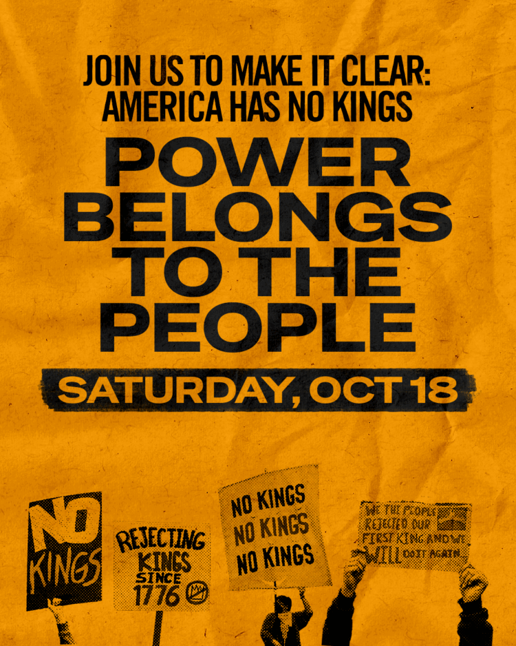 A banner for No Kings protest.