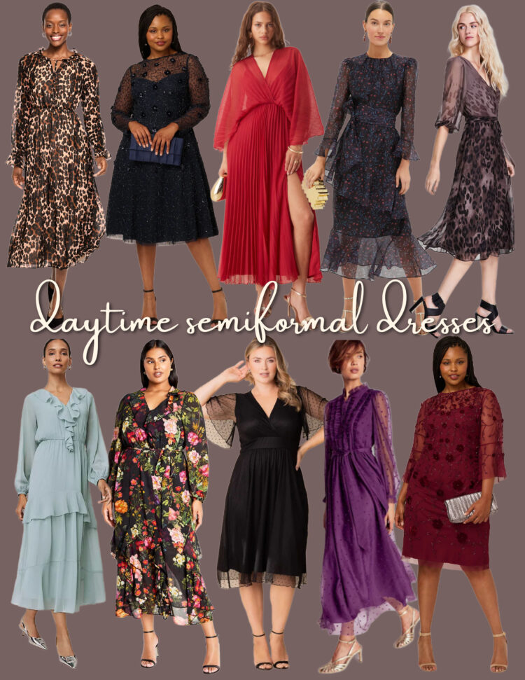 daytime semiformal dresses for grown women with chiffon overlay