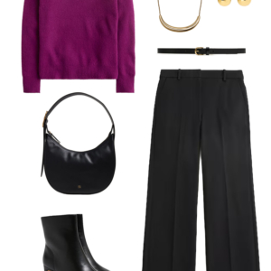 Sample outfit from a fall capsule wardrobe showcasing polish on a budget by Wardrobe Oxygen