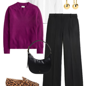 Sample outfit from a fall capsule wardrobe showcasing polish on a budget by Wardrobe Oxygen