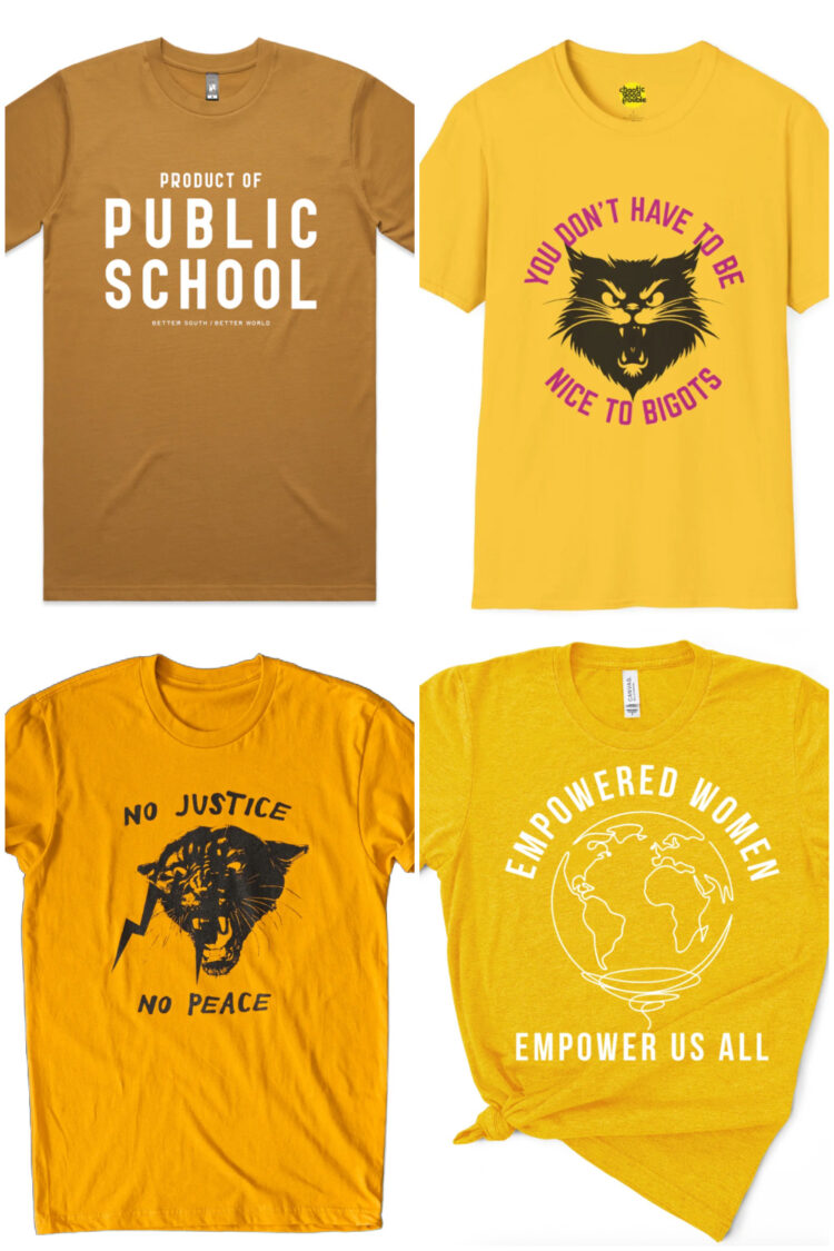 4 yellow message tshirts for activism great for october 18 no kings