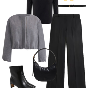 Sample outfit from a fall capsule wardrobe showcasing polish on a budget by Wardrobe Oxygen