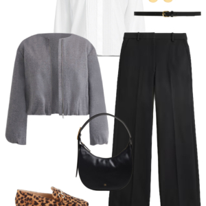 Sample outfit from a fall capsule wardrobe showcasing polish on a budget by Wardrobe Oxygen