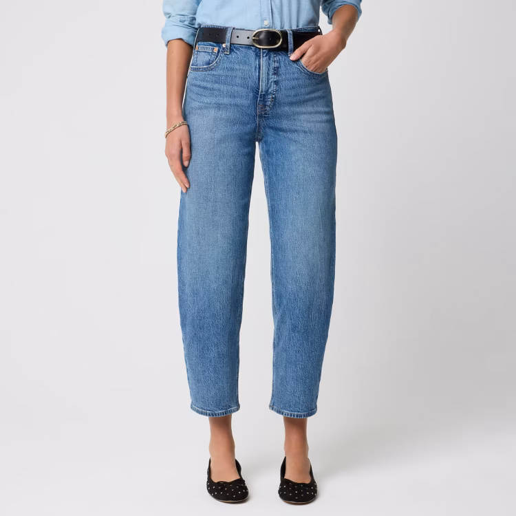 j. crew factory barrel-leg jean in all-day stretch