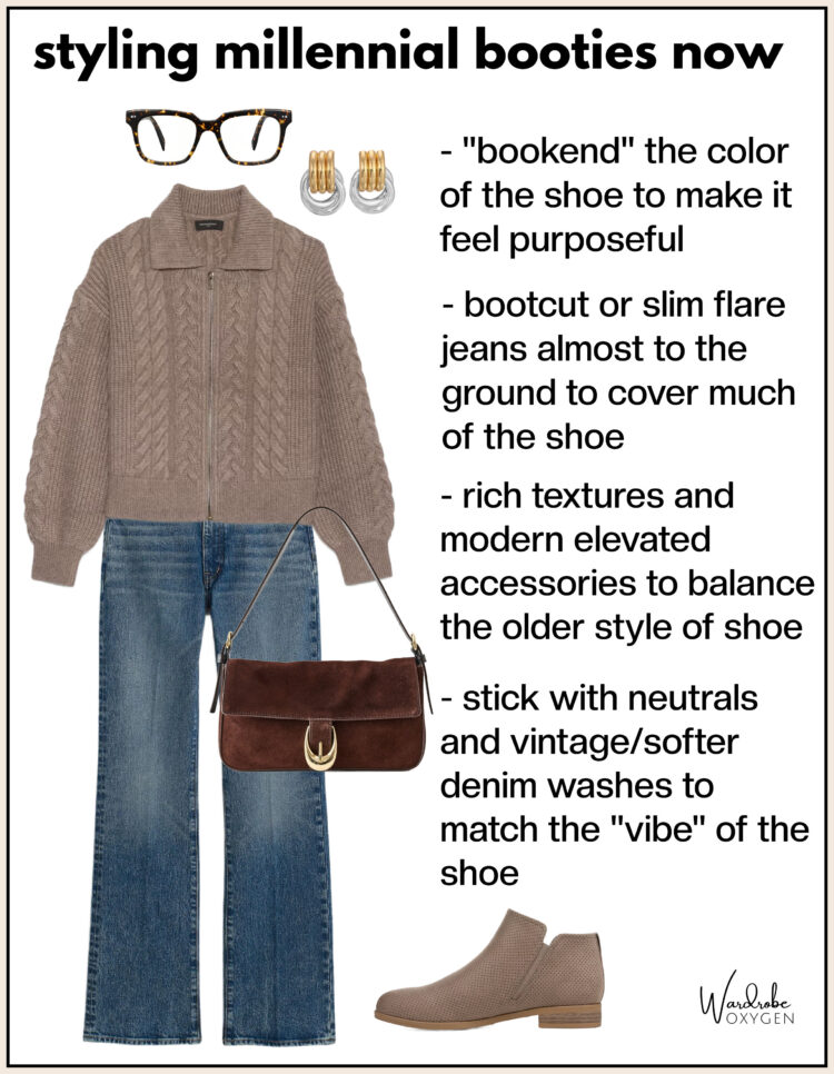 How to Make your Millennial Booties Work in 2025 & 2026 3 tips on how to style the millennial suede bootie now as a woman over 40