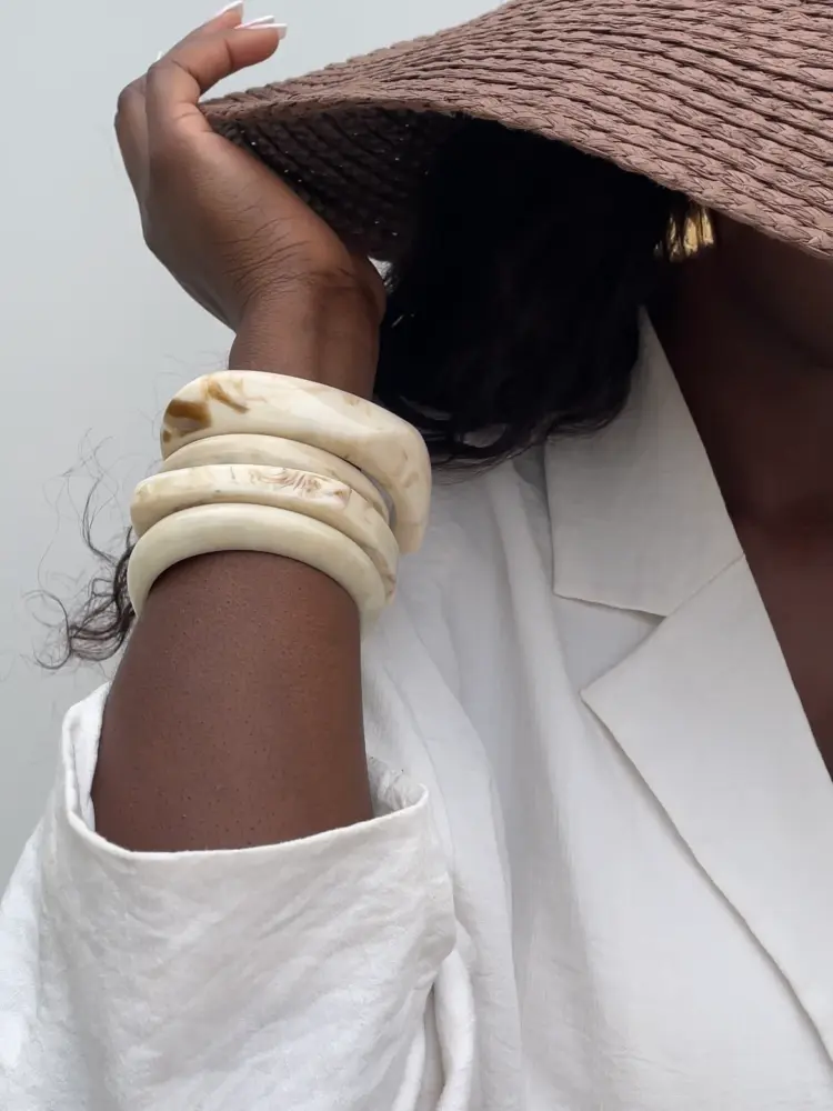 Why I'm Embracing the Bangle Bracelet Trend 4 Marble Resin Bangles Epifene brand-Epifene