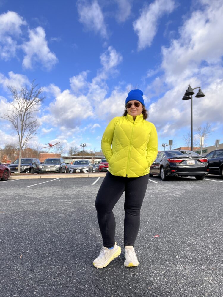 Why I'm Psyched About the Athleta Semi-Annual Sale 2 Alison in an Athleta vest, quarter zip, and Rainier leggings