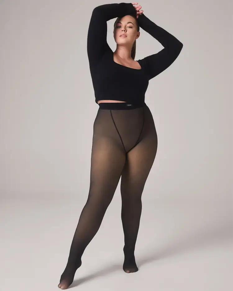 Tights for Women NOOSH Toast sheer illusion tights plus size fleece tights four skintones