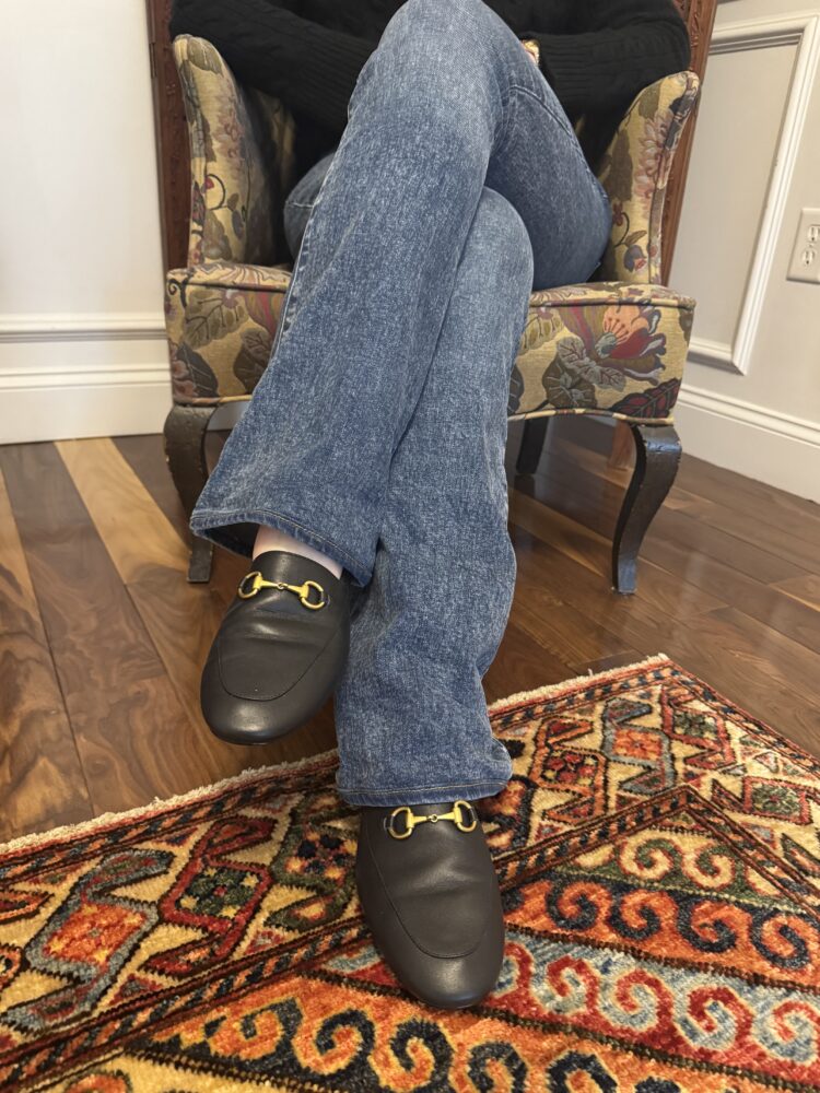 Quince Shoes Review: Italian Leather Boots, Loafers, and Flats Tested by a Real Woman in Her 50s 9 review of the quince leather horsebit loafers for wardrobe oxygen styled on an over 50 woman with jeans and a black sweate