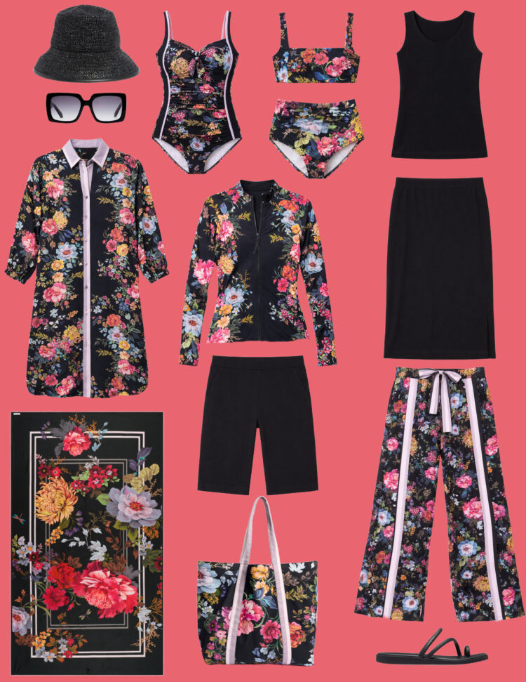 Johnny Was Swimwear & Resort Wear: A Complete Guide for Women Over 40 5 black and floral vacation capsule wardrobe featuring johnny was and chicos
