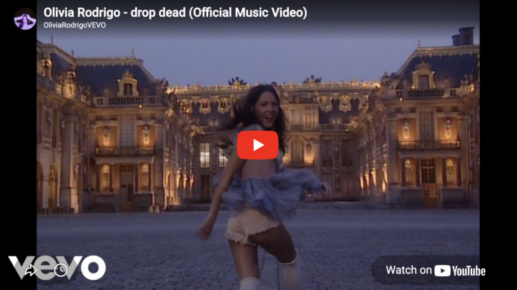 Weekend Reads for Maryland Day Weekend 7 Screenshot from YouTube of Olivia Rodrigo - drop dead (Official Music Video)