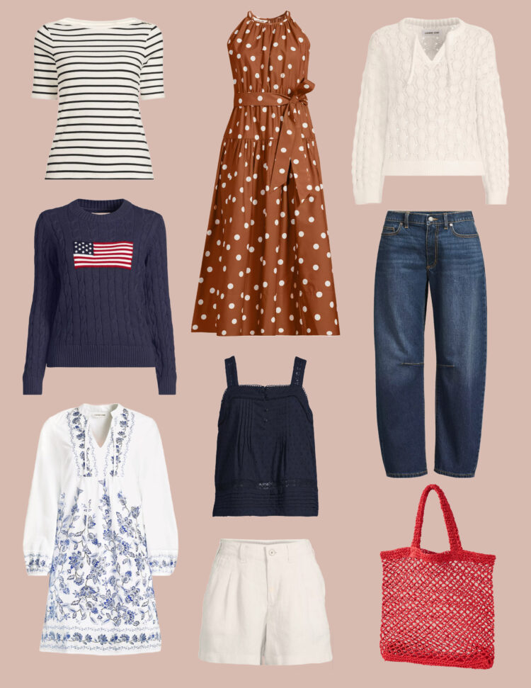 Weekend Reads for Mid-April 2 collage of spring/summer 2026 new arrivals from Lands' End that have a preppy/boho vibe