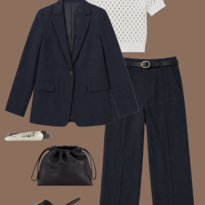 l3 White open-knit cotton-linen sweater tee and olive green cotton-blend midi skirt with a black leather tote and cream leather sneakers